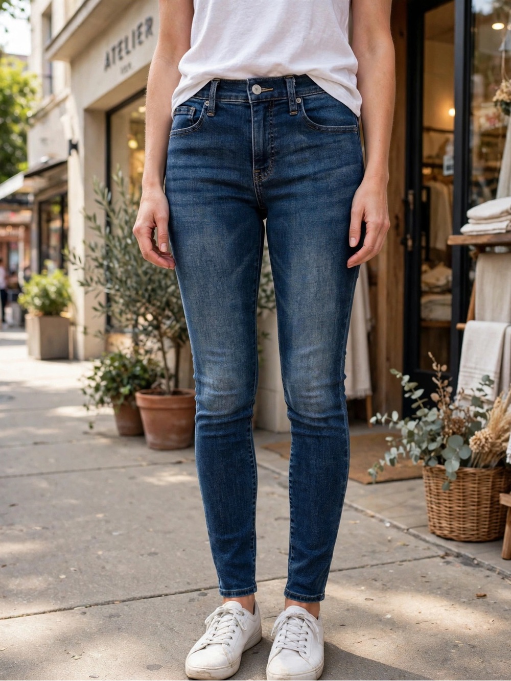 Lucky Brand Women's Mid-Dark Blue High-Rise Skinny Jeans